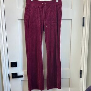 Vintage Juicy Couture Velour Drawstring Lounge Pants in Deep Wine/ Berry M Long